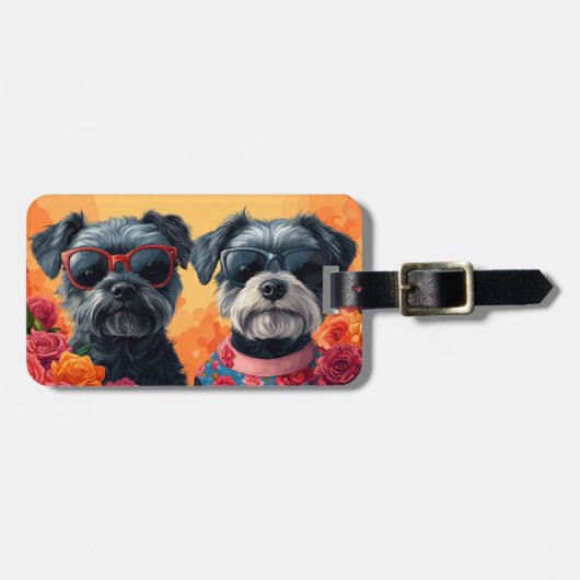 チェサピークベイテリアハートバラバレンタインデー ラゲッジタグ (正面横)