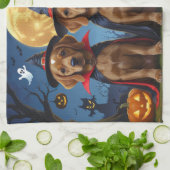 チェサピークベイテリアパンプキンハロウィンおもしろい キッチンタオル (折り畳み)