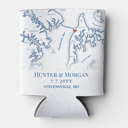 チェサピークベイビーチクラブブルー結婚式の引き出物ドリンク 缶クーラー (正面)