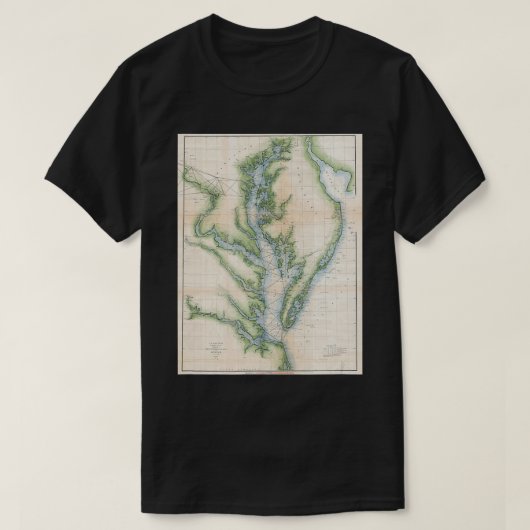 チェサピーク湾の地図 Tシャツ (デザイン正面)