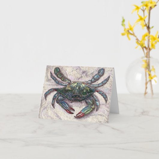 チェサピーク湾の青カニのブランクのメッセージカード カード (黄色い花)