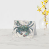 チェサピーク湾の青カニの挨拶状 カード (黄色い花)