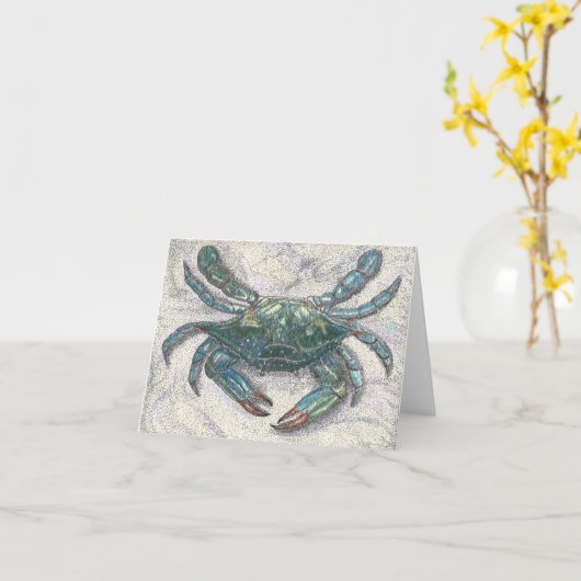チェサピーク湾の青カニの挨拶状 カード (黄色い花)