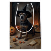 チェサピーク湾テリアパンプキンスハロウィーン怖い ミディアムペーパーバッグ (正面)