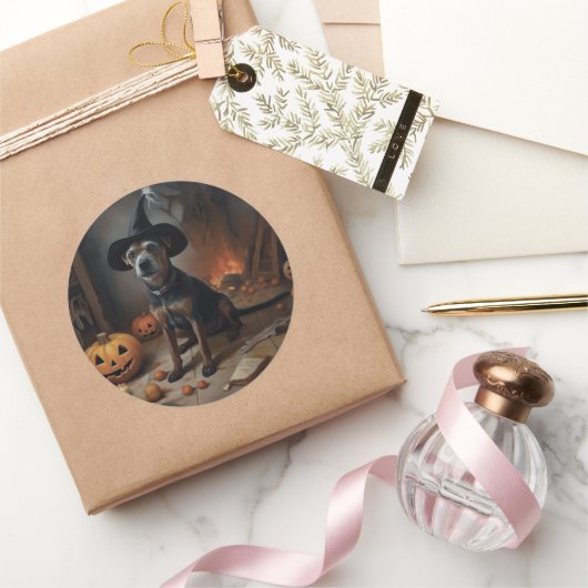 チェサピーク湾テリアパンプキンスハロウィーン怖い ラウンドシール (ギフト)