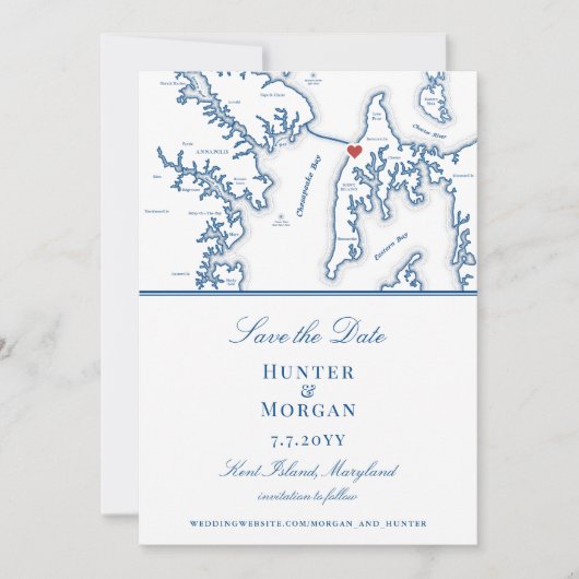 チェサピーク湾ビーチクラブエレガントネイビー写真 セーブザデート (正面)