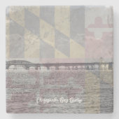 チェサピーク湾ブリッジメリーランド州旗の石コースター ストーンコースター (正面)