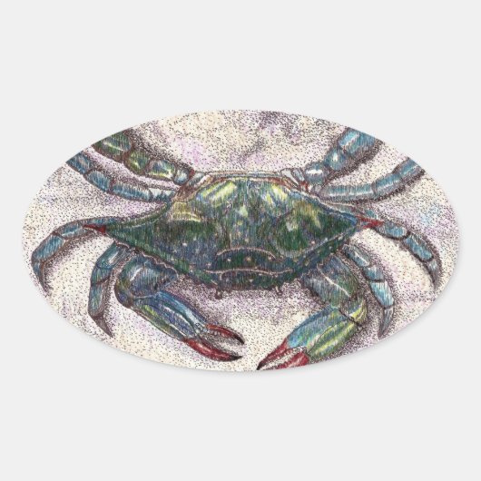 チェサピーク湾ブルーカニ楕円シール 楕円形シール (正面)