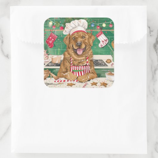 チェサピーク湾リトリバーベーキング:フェスティバルクリスマス スクエアシール (バッグ)