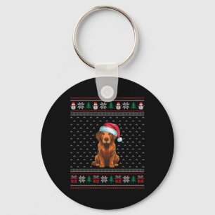 チェサピーク湾リトリバー着てサンタハットクリスマスを行う キーホルダー