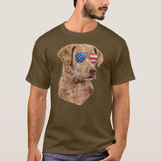 チェサピーク湾レトリエバーアメリカ合衆国国旗4日 Tシャツ (正面)