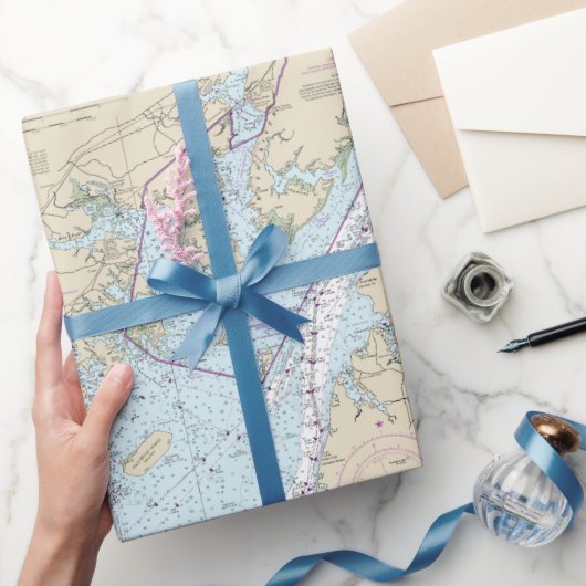 チェサピーク湾ヴィンテージ航海の図 ラッピングペーパー (ギフト)