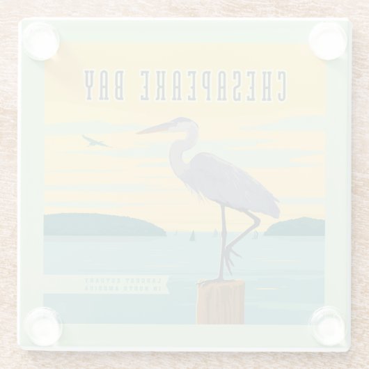 チェサピーク湾北アメリカ最大の河口 ガラスコースター (裏面)