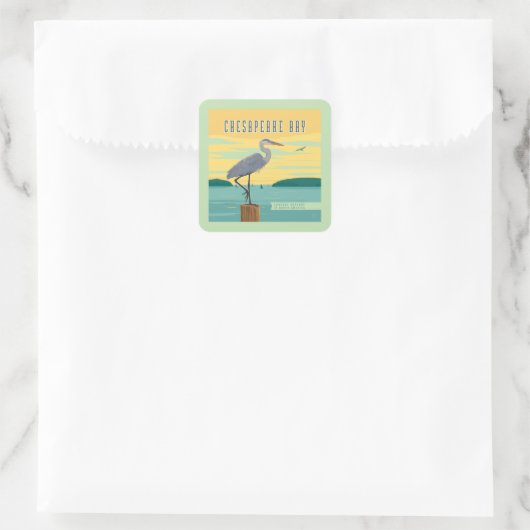 チェサピーク湾北アメリカ最大の河口 スクエアシール (バッグ)