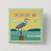 チェサピーク湾北アメリカ最大の河口 缶バッジ (正面)