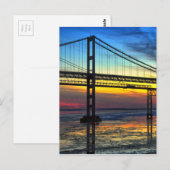 チェサピーク湾大橋の氷のついた夕焼けのシルエット ポストカード (正面/裏面)