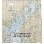 チェサピーク湾緯度経度ボ航海のート シャワーカーテン (正面)