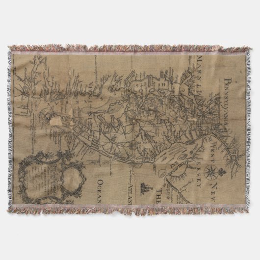 チェサピーク湾(1778年)のヴィンテージの地図 スローブランケット (正面)