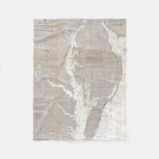 チェサピーク湾(1866年)のヴィンテージの地図 フリースブランケット (正面)