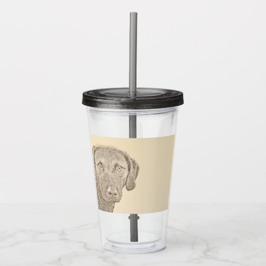 チェサピーク絵画ベイリトリバーオリジナルドッグアート アクリルタンブラー (正面)