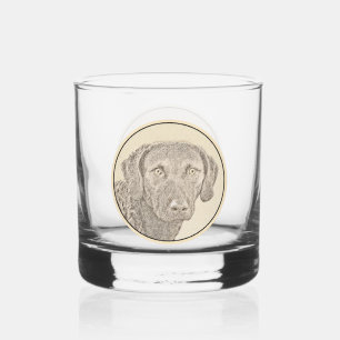 チェサピーク絵画ベイリトリバーオリジナルドッグアート ウイスキーグラス