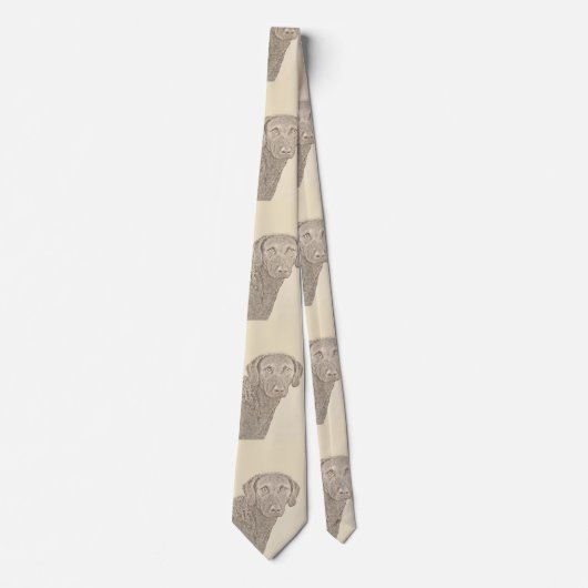 チェサピーク絵画ベイリトリバーオリジナルドッグアート ネクタイ (正面)