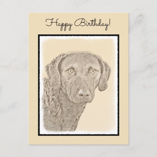 チェサピーク絵画ベイリトリバーオリジナルドッグアート ポストカード (正面)