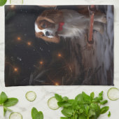 チェサピーク・ベイ・テリア雪そりのクリスマス キッチンタオル (折り畳み)