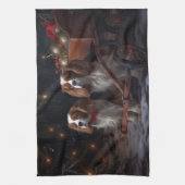 チェサピーク・ベイ・テリア雪そりのクリスマス キッチンタオル (縦)