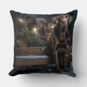 チェサピーク・ベイ・テリア雪そりのクリスマス クッション (正面)