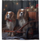 チェサピーク・ベイ・テリア雪そりのクリスマス シャワーカーテン (正面)