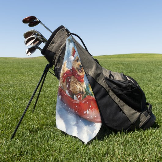 チェサピーク・ベイ・テリア・ドッグのスレッジ・クリスマス ゴルフタオル (グリーン)