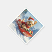 チェサピーク・ベイ・テリア・ドッグのスレッジ・クリスマス スタンダードカクテルナプキン (角)