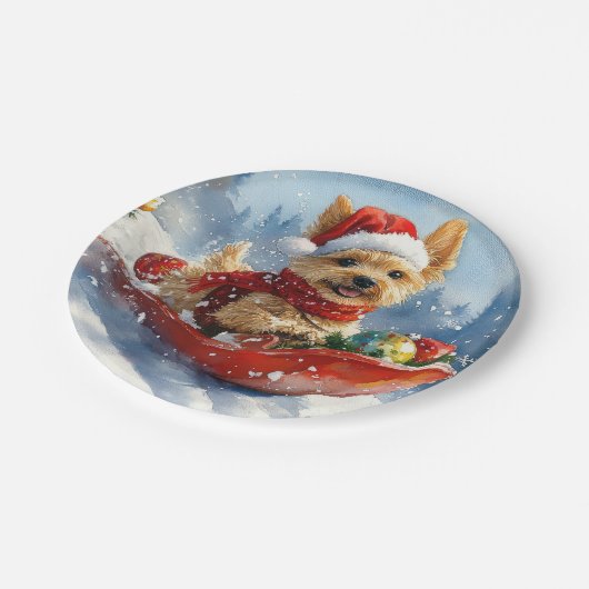 チェサピーク・ベイ・テリア・ドッグのスレッジ・クリスマス ペーパープレート (アングル)