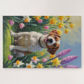 チェサピーク・ベイ・テリア 春の花の絵画 ジグソーパズル (横)