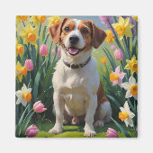 チェサピーク・ベイ・テリア 春の花の絵 マグネット (正面)