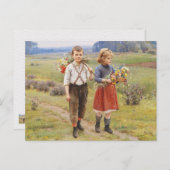 チェザーパテイン、1895 "子供たちが家に帰る" ポストカード (正面/裏面)