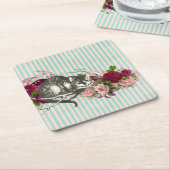 チェシャファンシーキャットコラージュ スクエアペーパーコースター (アングル)