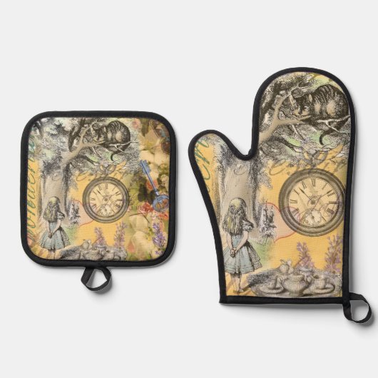 チェシャーキャットアリスワンダーランドクラシック 鍋つかみ&鍋敷きセット (正面)