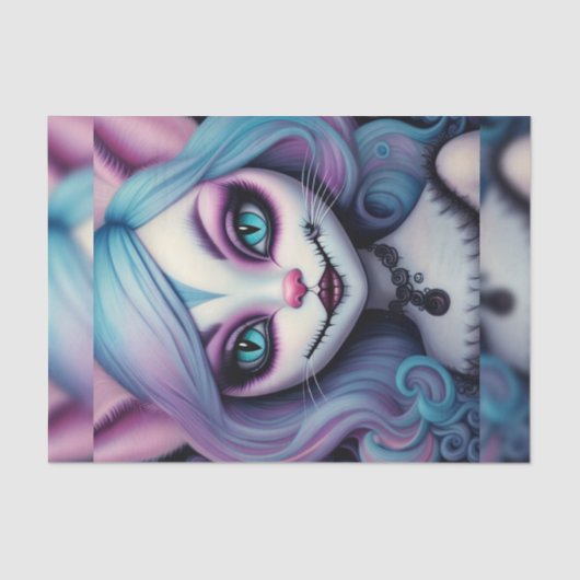 チェシャーキャットガールワンダーランドデクページ紙 薄葉紙 (正面)