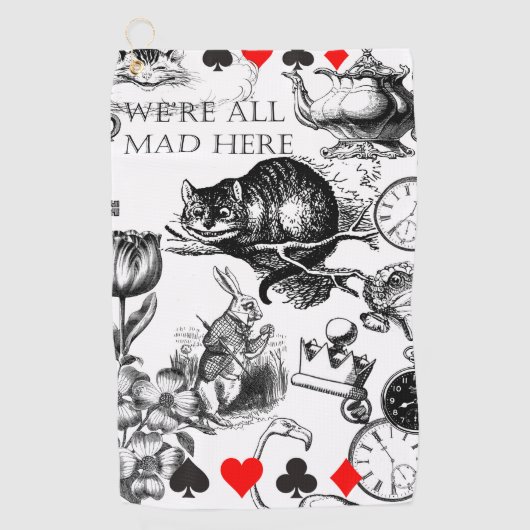 チェシャーキャットクラシックアリスin wonderland不機嫌 ゴルフタオル (正面)