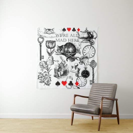 チェシャーキャットクラシックアリスin wonderland不機嫌 タペストリー (インサイチュ)