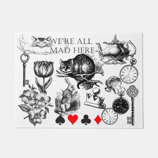 チェシャーキャットクラシックアリスin wonderland不機嫌 ドアマット (正面)