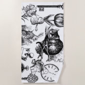 チェシャーキャットクラシックアリスin wonderland不機嫌 ビーチタオル (正面)