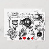 チェシャーキャットクラシックアリスin wonderland不機嫌 ポストカード (正面/裏面)