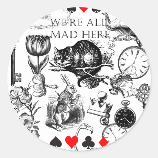 チェシャーキャットクラシックアリスin wonderland不機嫌 ラウンドシール (正面)