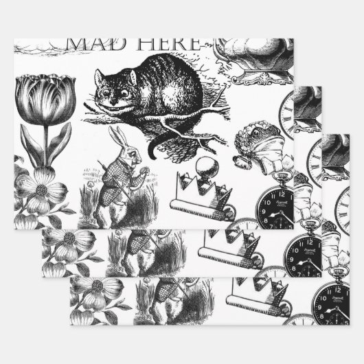 チェシャーキャットクラシックアリスin wonderland不機嫌 ラッピングペーパーシート (セット)