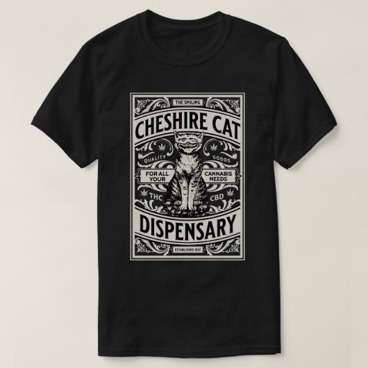 チェシャーキャットディスペンサリーウィード Tシャツ (デザイン正面)