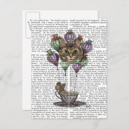 チェシャーキャットホットエアバルーン ポストカード (正面/裏面)