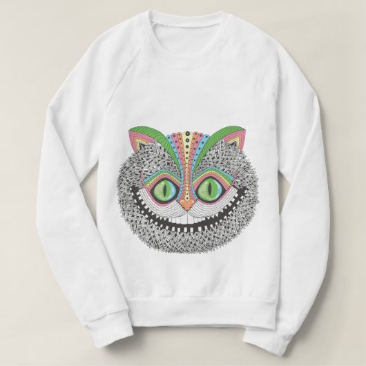 チェシャーサイケデリックな猫 スウェットシャツ (デザイン正面)